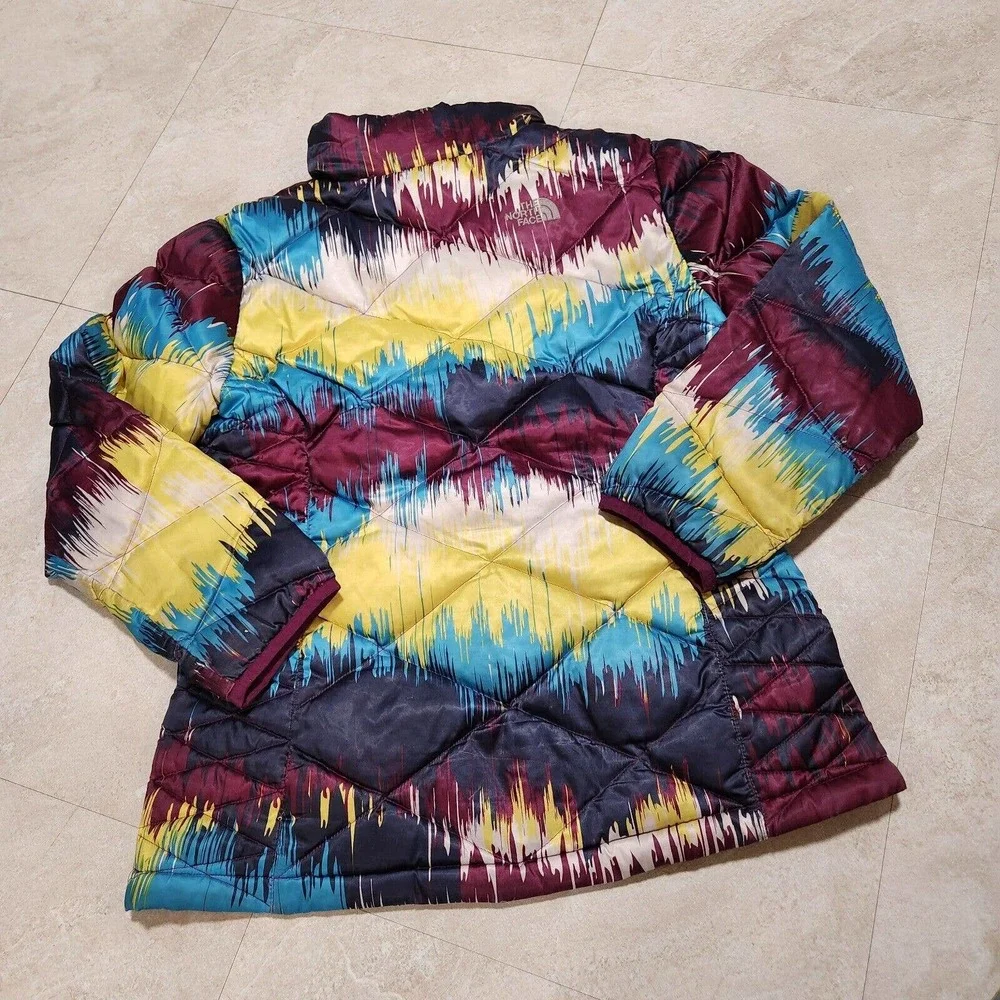 The North‎ Face Girls XL 18 Paint Splatter Multicolor Puffer 550 Quilted Jacket